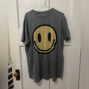 DROP DEAD Gray T-Shirt with Smiley Face